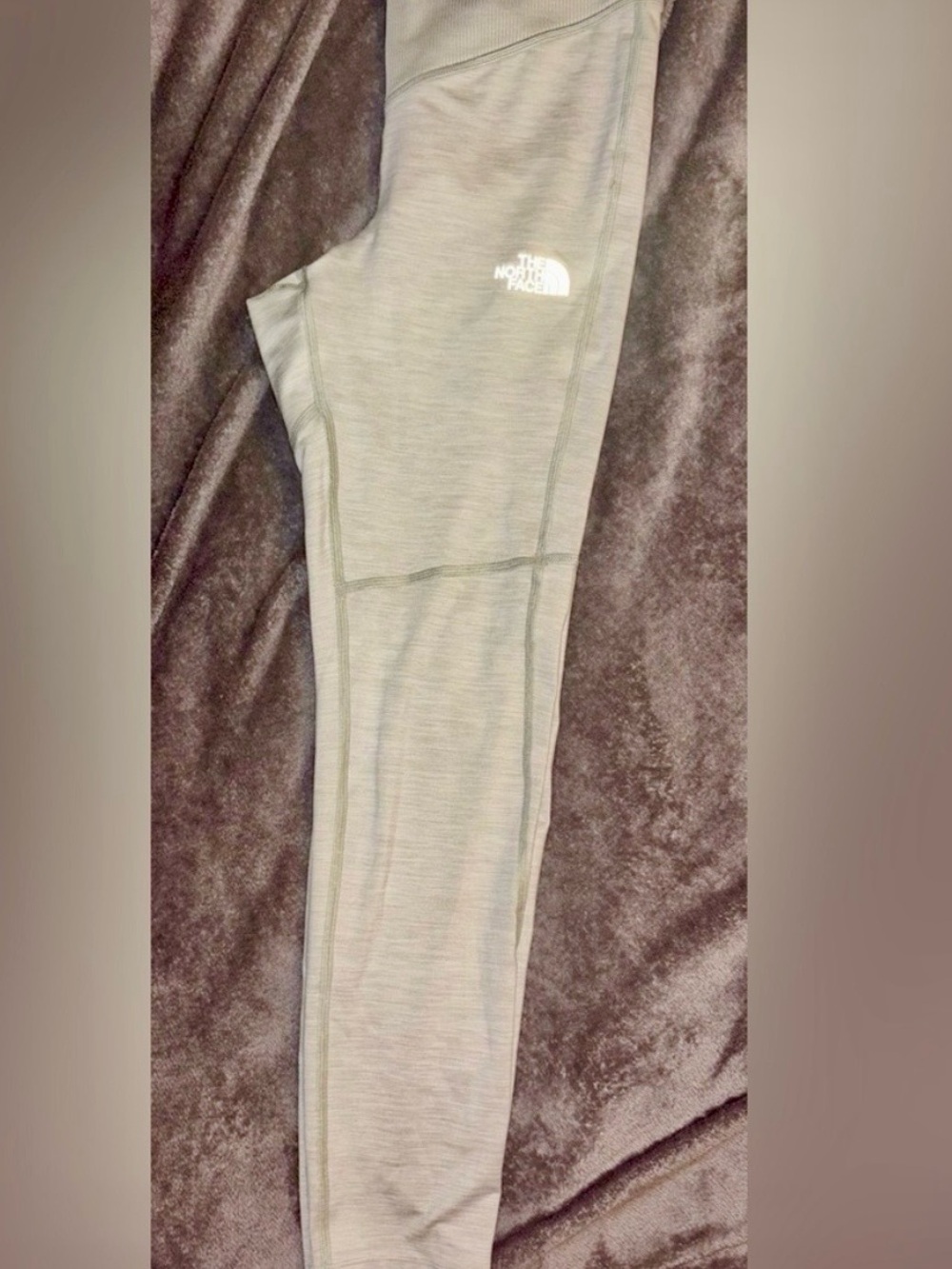 The North Face Dune Sky 7/8 Tights Heathered Sage Green Ribbed Waist Leggings - Picture 4 of 7